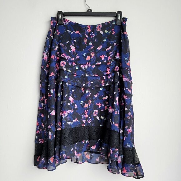 HP! NWOT Jason Wu Collective Lace Trim Floral Layered Tiered Boho Flowy Skirt - Picture 6 of 15